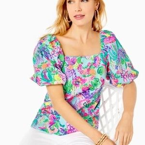 Lilly Pulitzer Puff Sleeve Lettie Top, Sz S